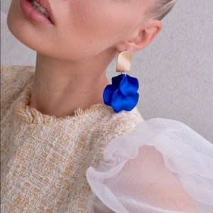 Rare Electric Blue Vintage Earrings, Vintage Geometric Earring